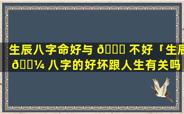 生辰八字命好与 🐘 不好「生辰 🐼 八字的好坏跟人生有关吗」